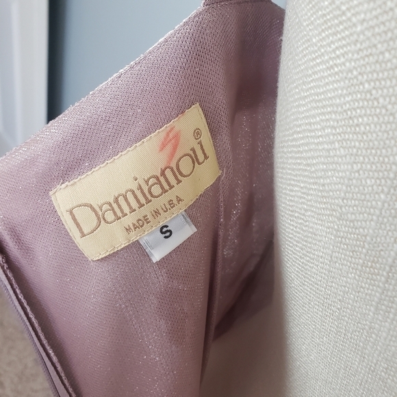 DAMIANOU Vtg 2 Piece Formal Maxi Dress Jacket Set Sheer Lace Floral Pink Sz S - Picture 12 of 14